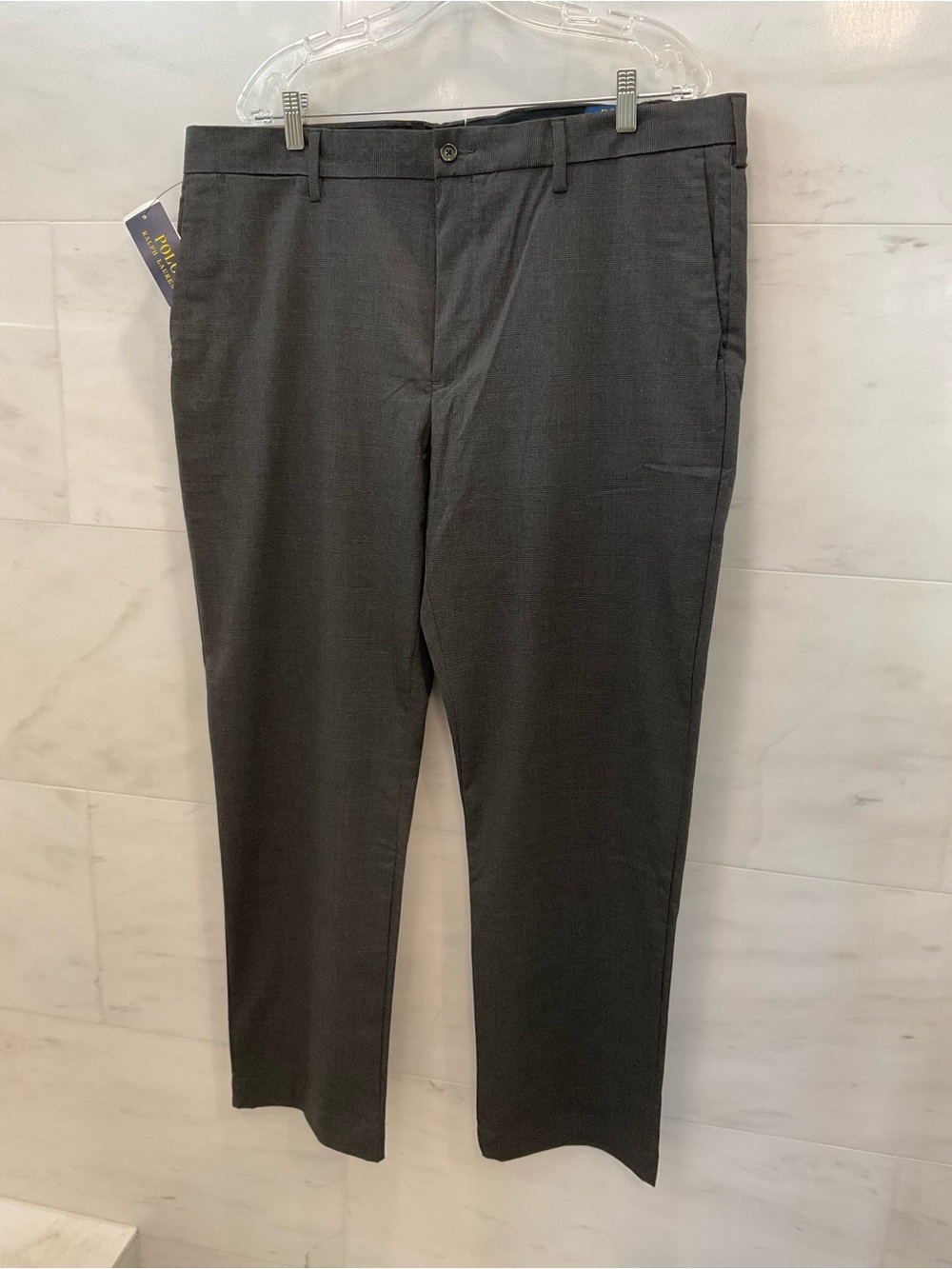 POLO Ralph Lauren Stretch Straight Fit CHARCOAL GLEN PLAID Pants size 38-30 T84